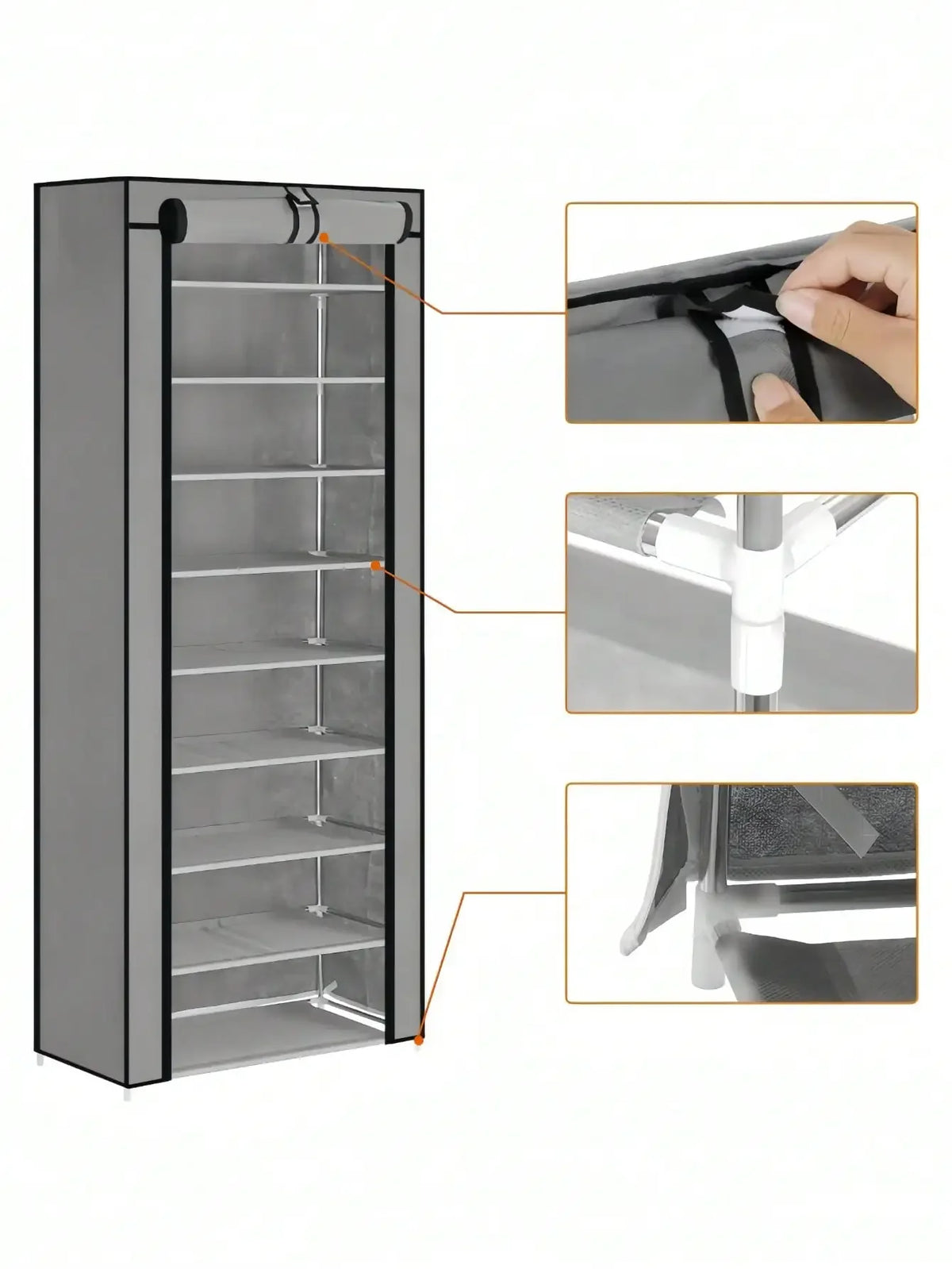 Tall Shoe Rack - 6, 8 or 10 Tier Fabric Shoe Storage