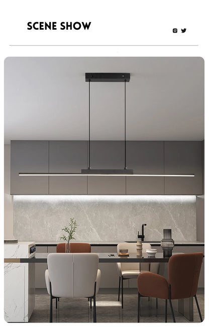 Modern Pendant Light - Linear LED Chandelier, Dining Room Light Fixture for Kitchen Island
