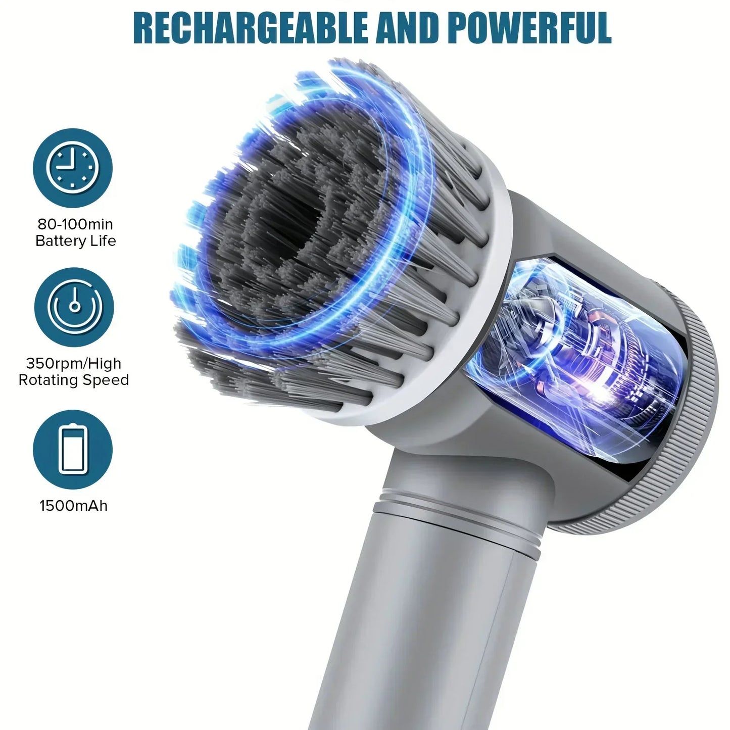 Cordless Electric Spin Scrubber - 5-Head Cleaning Brush