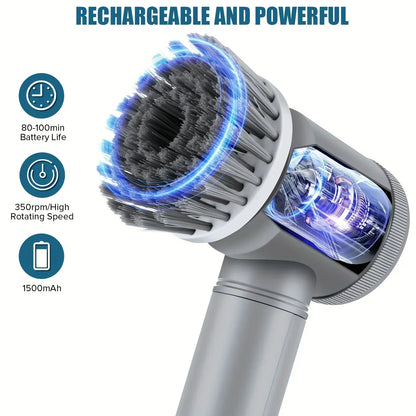 Cordless Electric Spin Scrubber - 5-Head Cleaning Brush