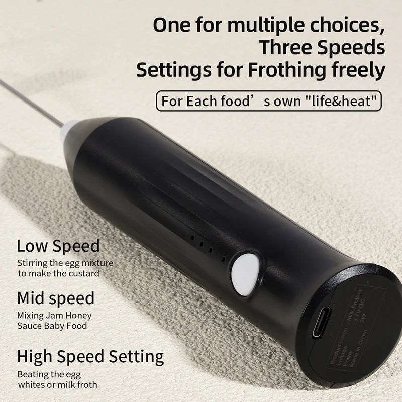 Rechargeable Electric Milk Frother - Handheld Coffee Whisk