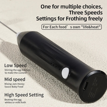 Rechargeable Electric Milk Frother - Handheld Coffee Whisk