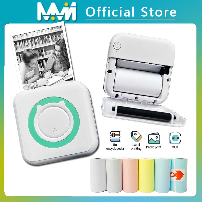 Portable Mini Thermal Printer - Wireless Bluetooth Photo & Label Printer