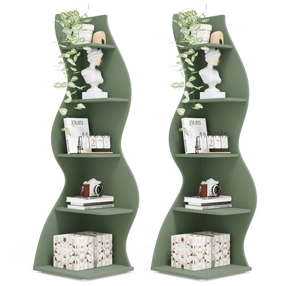 Corner Plant Stand - Tall 5-Tier Corner Plant Shelf (Green)
