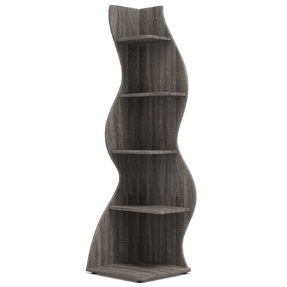 Corner Shelf - Tall 5-Tier Corner Bookshelf (Grey)