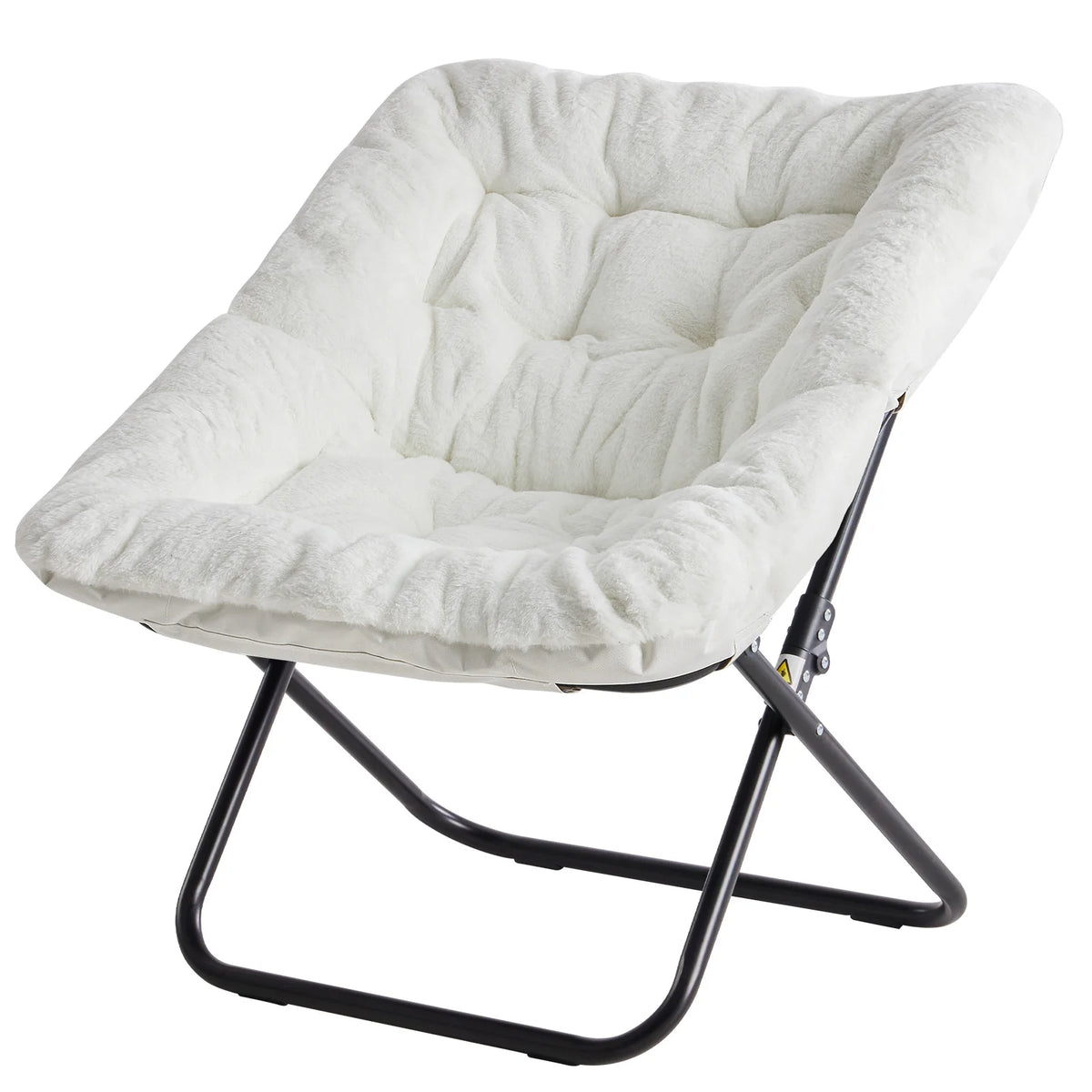 Saucer Chair - Foldable Faux Fur Dorm Room Chair (Rice White)