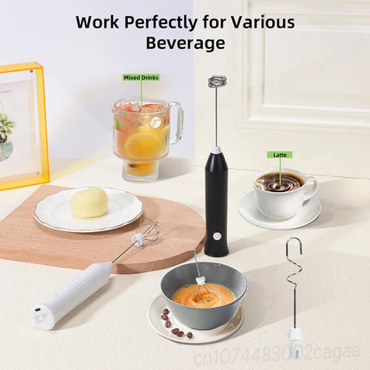 Rechargeable Electric Milk Frother - Handheld Coffee Whisk