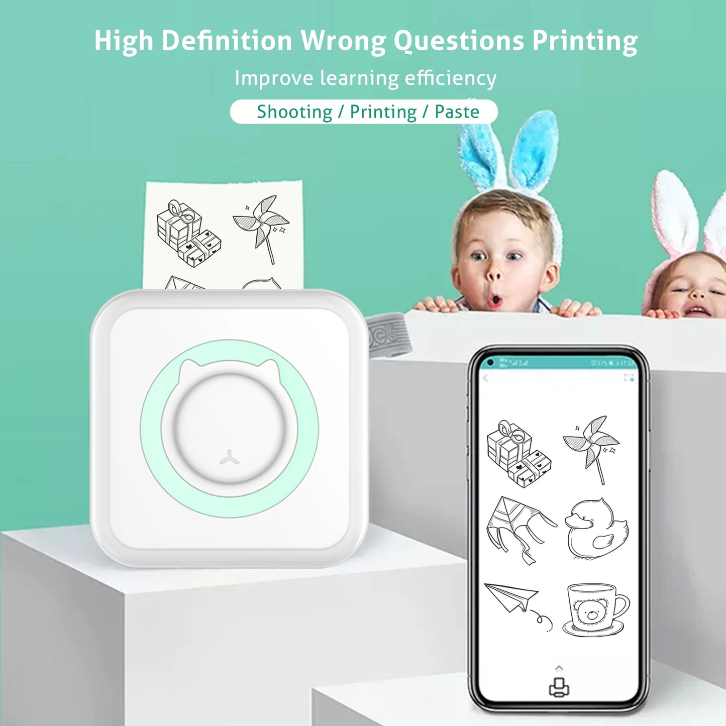 Portable Mini Thermal Printer - Wireless Bluetooth Photo & Label Printer