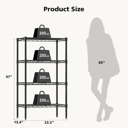 Wire Shelving Unit - 4 Tier Adjustable Metal Storage Rack