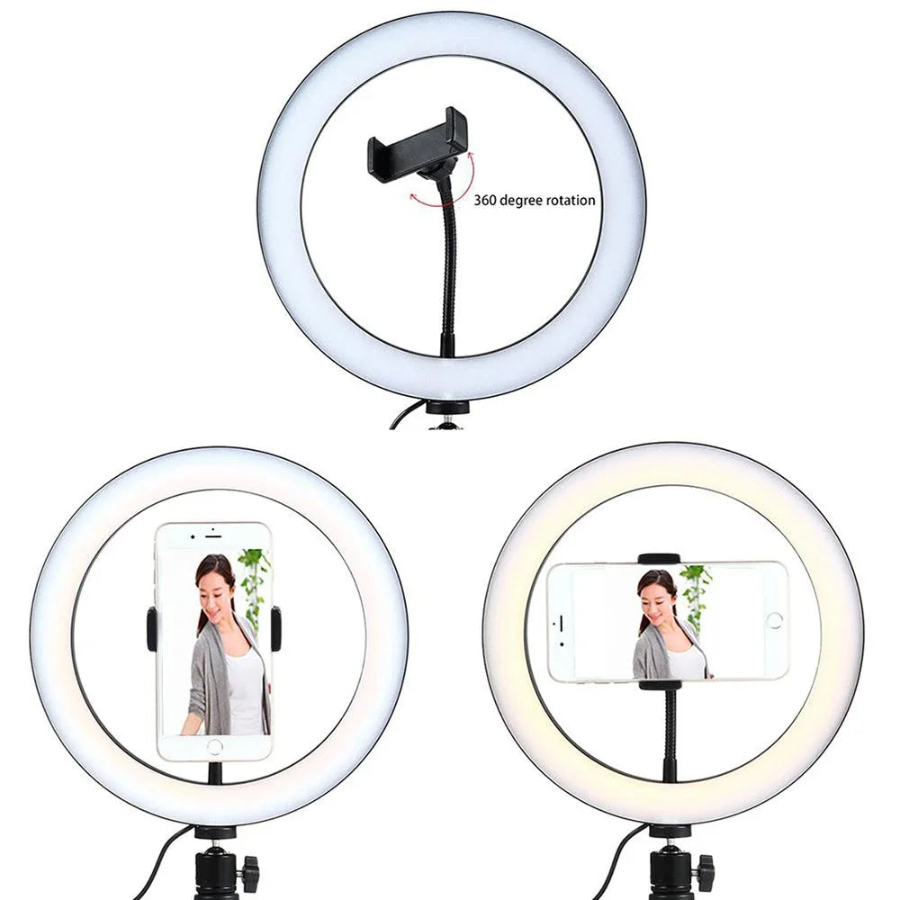 LED Ring Light - 10-Inch Tri-Color Tripod Kit