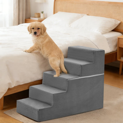 Dog Stairs for Bed - Non-Slip Foam Dog Steps for Bed and Couch (4 Layers)