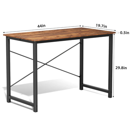 Computer Desk - Metal Frame Home Office Desk (44in Rust)