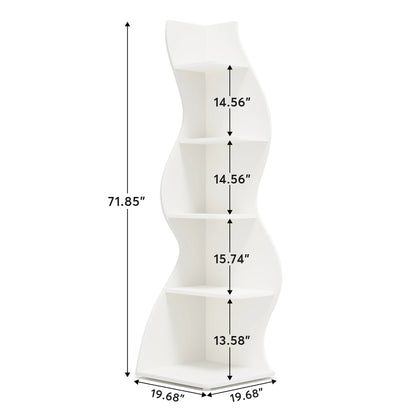 Corner Shelf - Tall 5-Tier White Corner Bookshelf