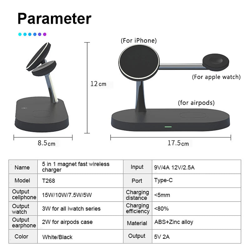 3-in-1 Wireless Charger Stand - Fast Charging Dock