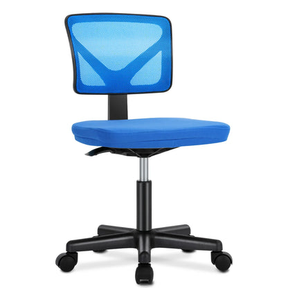 Armless Office Chair - Ergonomic Mesh Desk Chair (Blue)