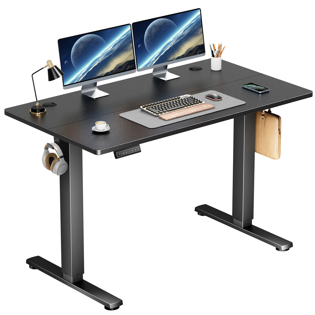 Electric Standing Desk - 39.37x23.62in Adjustable Black Sit Stand Desk