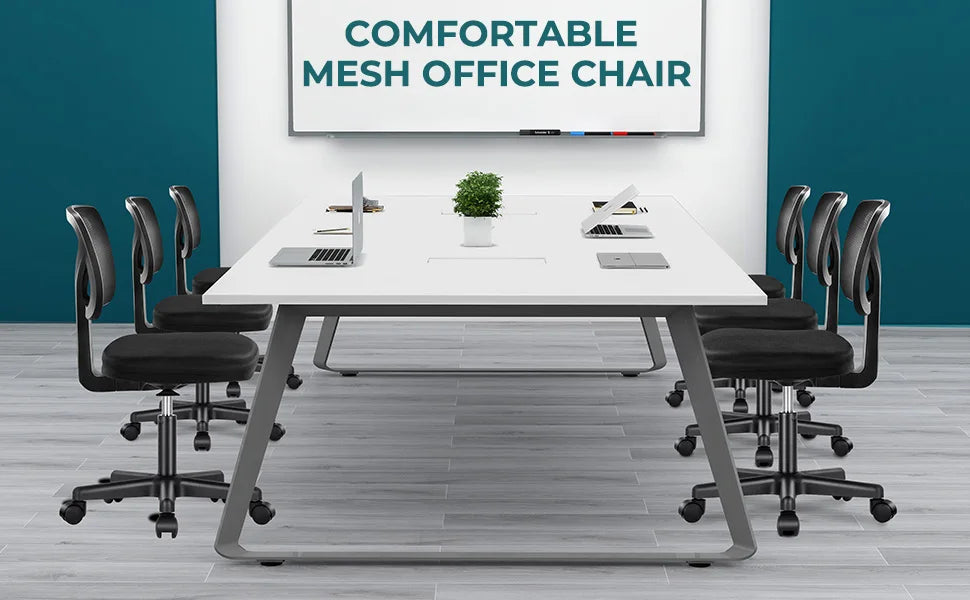 Armless Office Chair - Ergonomic Mesh Desk Chair (Black)