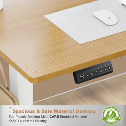 Electric Standing Desk - 39.37x23.62in Bamboo Wood Sit Stand Desk