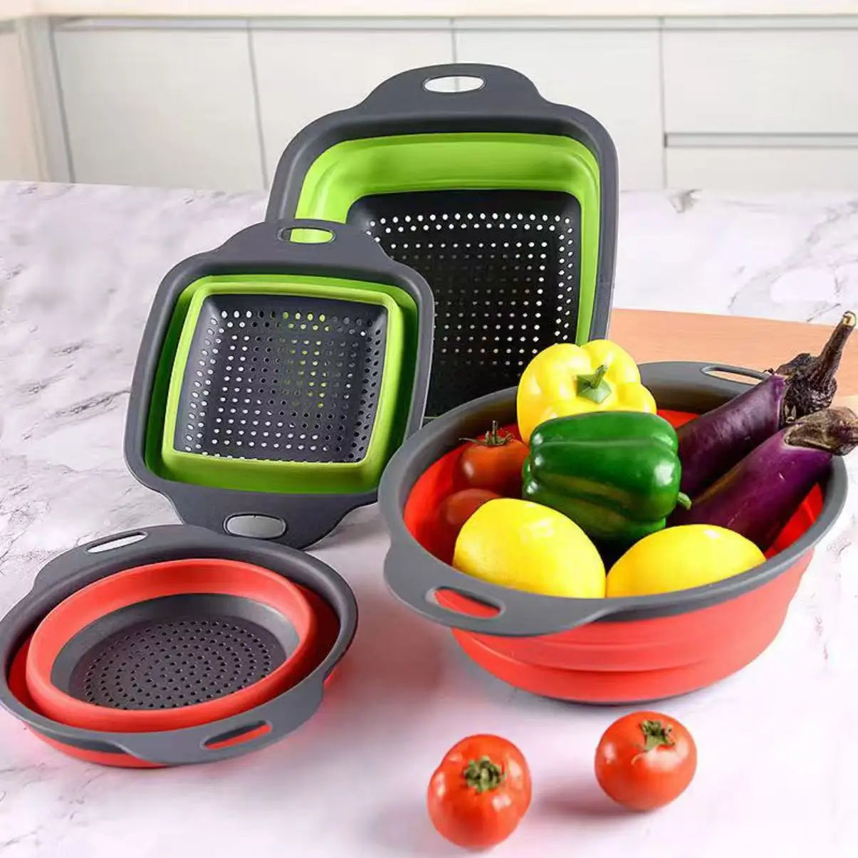 Collapsible Silicone Colander - Space-Saving Kitchen Strainer