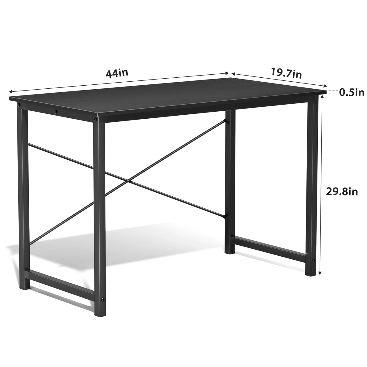 Computer Desk - Metal Frame Home Office Desk (44in Black)