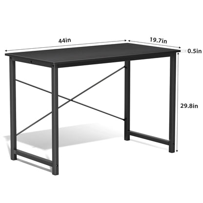 Computer Desk - Metal Frame Home Office Desk (44in Black)