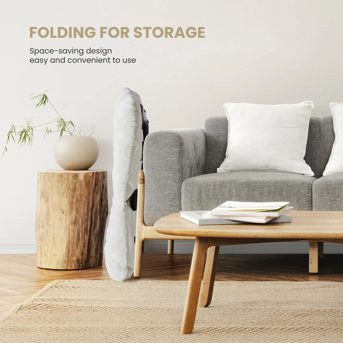 Saucer Chair - Foldable Faux Fur Dorm Room Chair (Rice White)