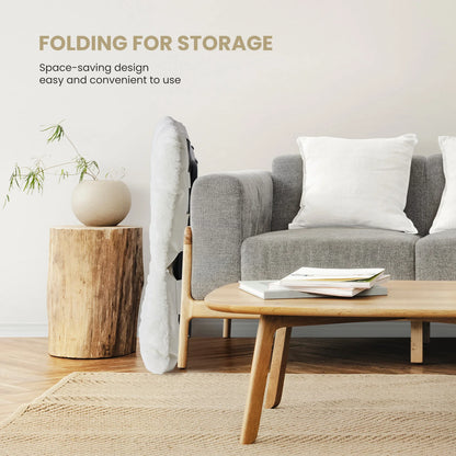 Saucer Chair - Foldable Faux Fur Dorm Room Chair (Rice White)