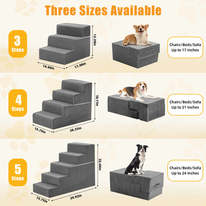 Dog Stairs for Bed - Non-Slip Foam Dog Steps for Bed and Couch (4 Layers)