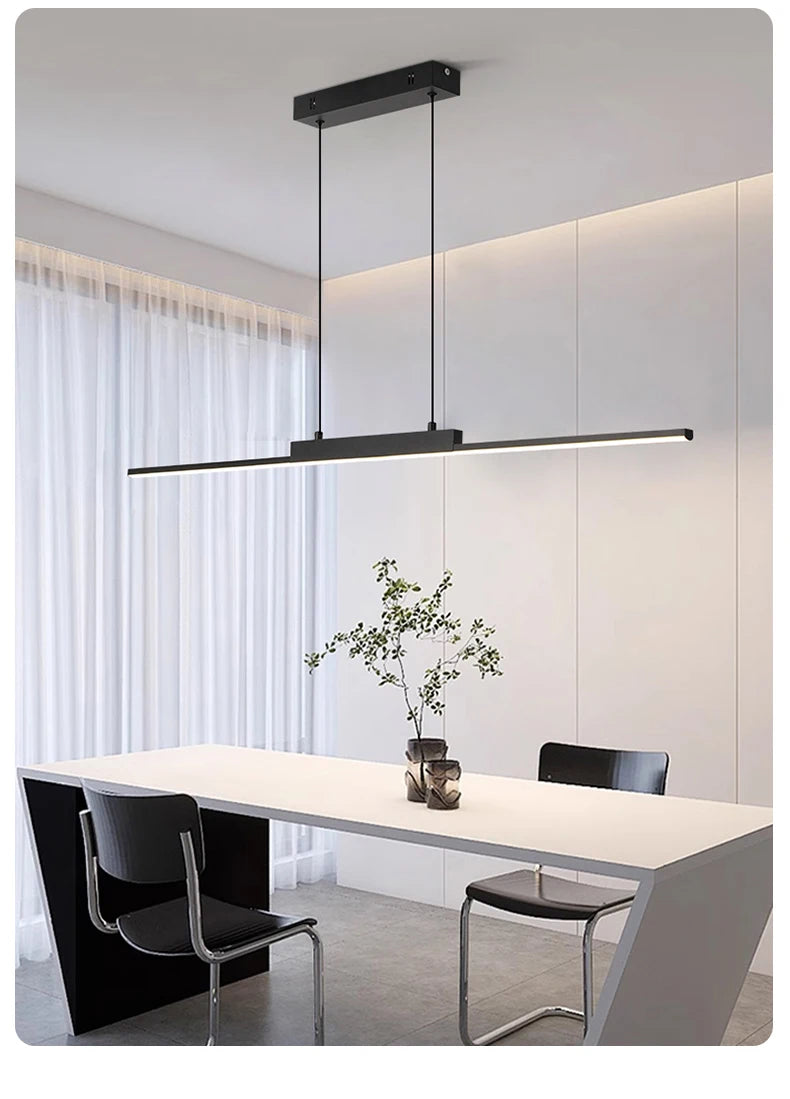 Modern Pendant Light - Linear LED Chandelier, Dining Room Light Fixture for Kitchen Island