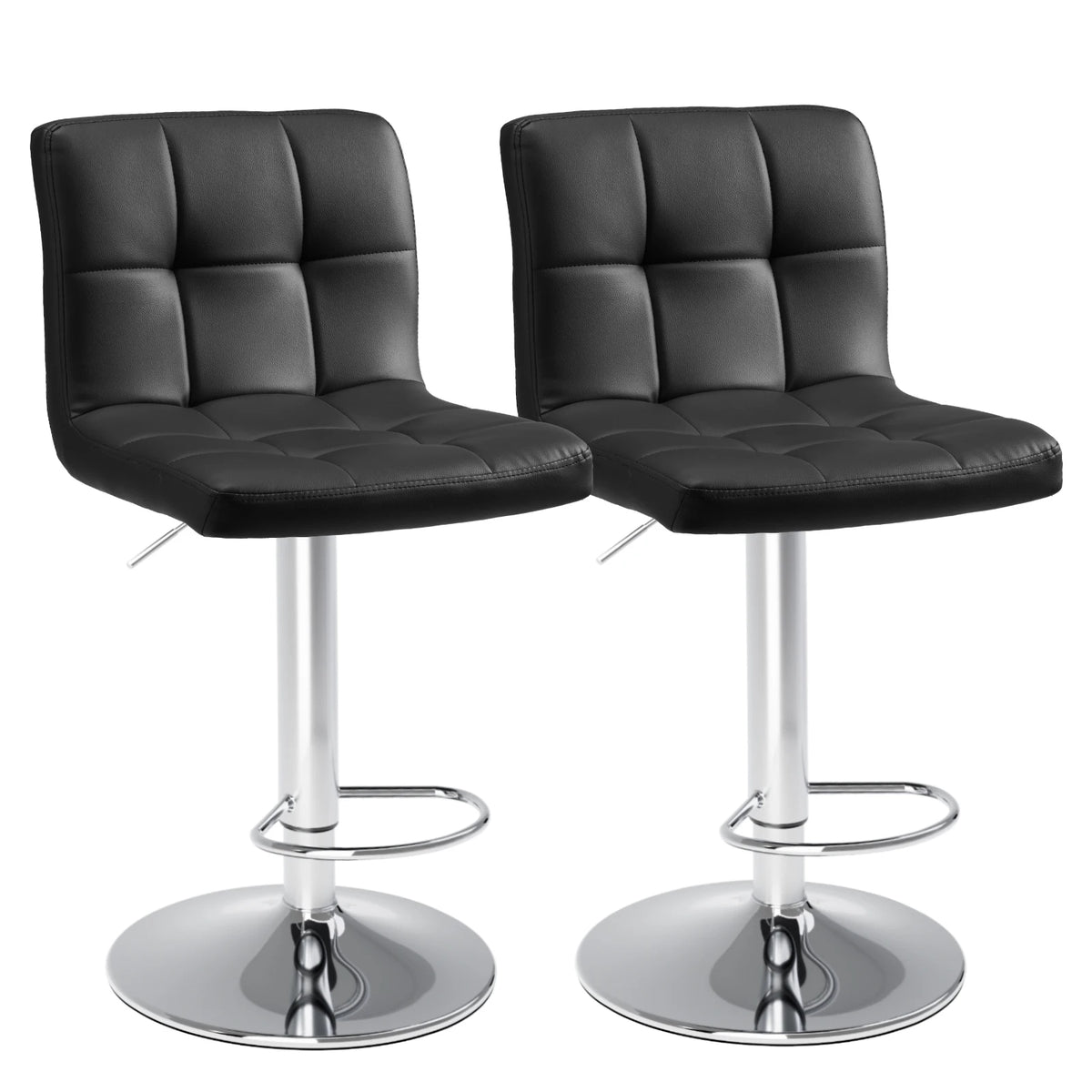 Counter Height Bar Stools Set of 2 - Padded Swivel (Black)