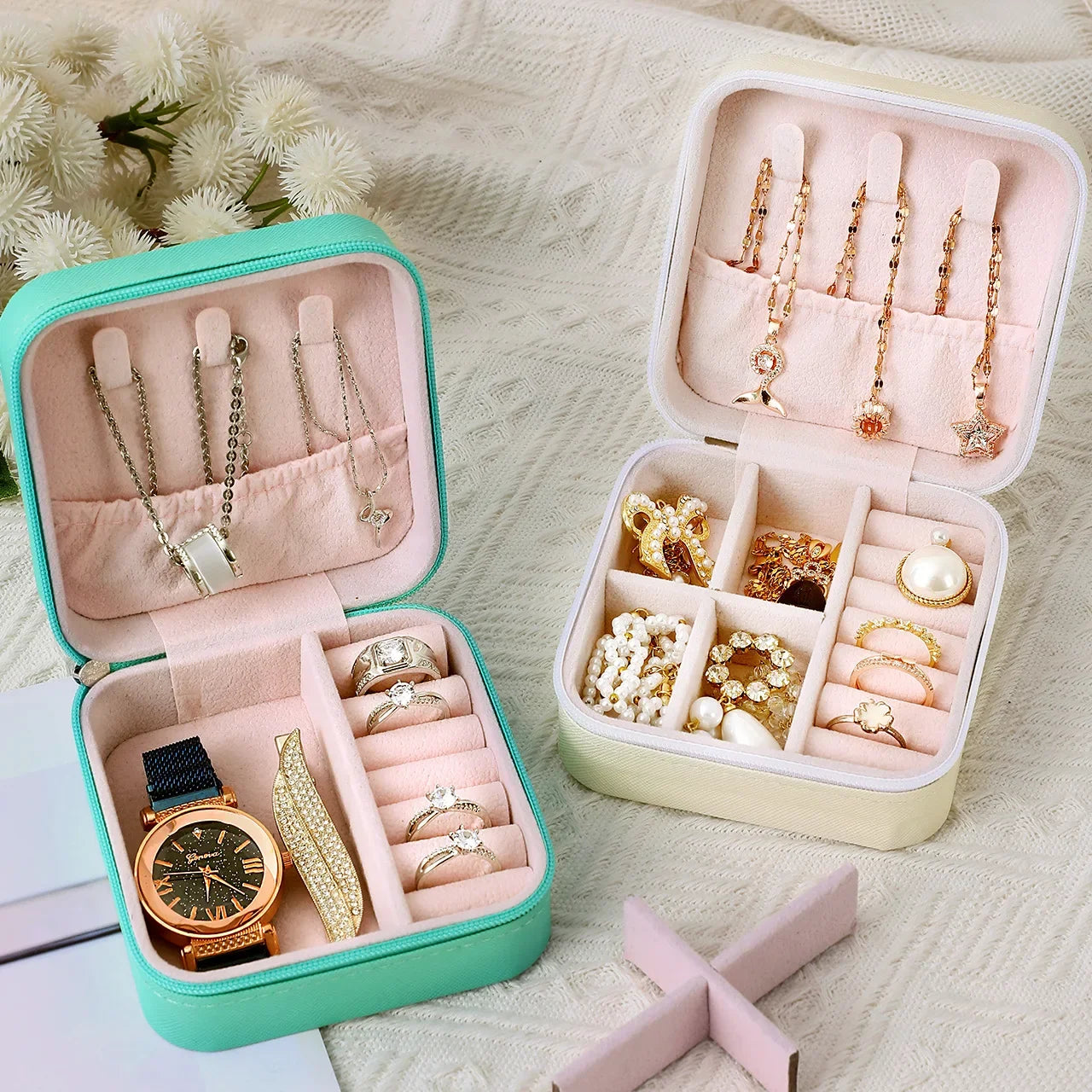 Portable Travel Jewelry Box - 3-Layer Organizer Case
