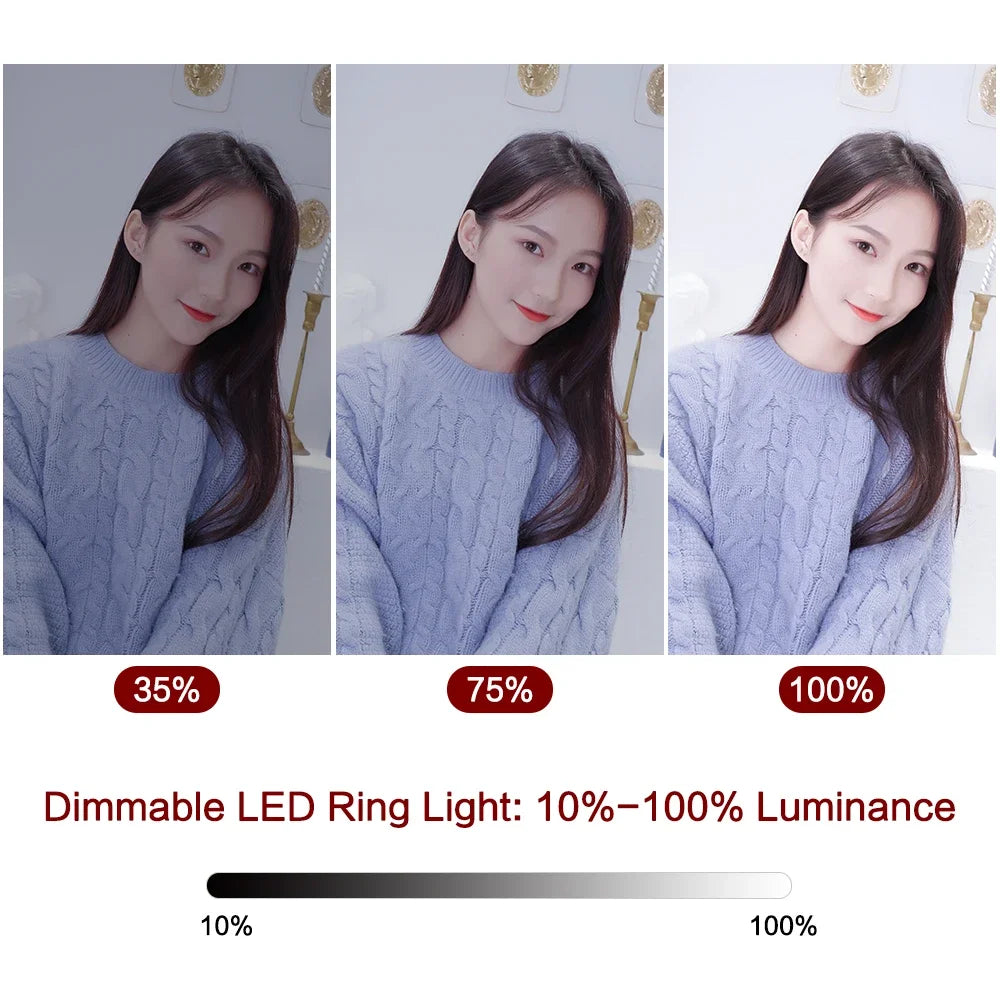 LED Ring Light - 10-Inch Tri-Color Tripod Kit