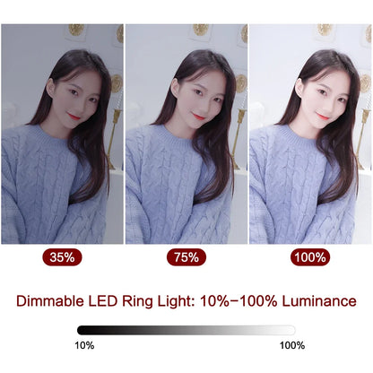 LED Ring Light - 10-Inch Tri-Color Tripod Kit