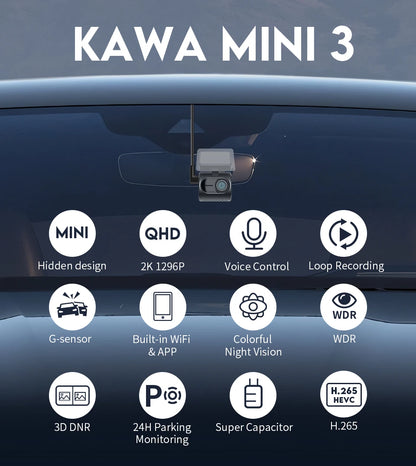 KAWA Mini 3 WiFi Dash Cam - Wireless Night Vision Car DVR
