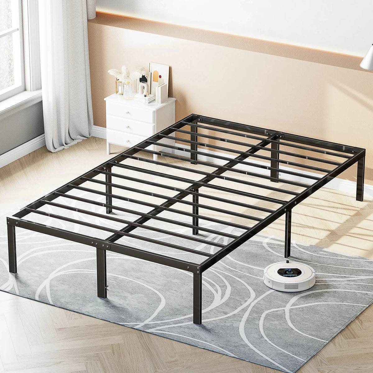 Queen Bed Frame - 14in Metal Bed Frame with Steel Slats