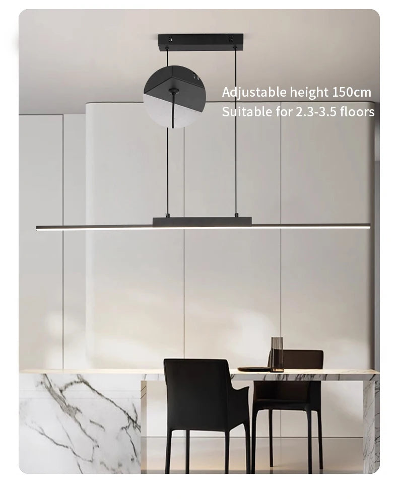 Modern Pendant Light - Linear LED Chandelier, Dining Room Light Fixture for Kitchen Island