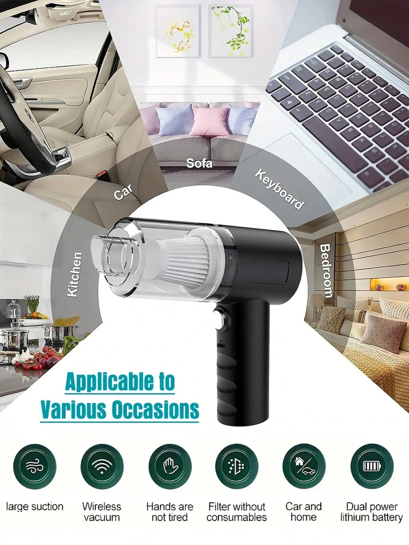 Cordless Handheld Vacuum Cleaner - Rechargeable