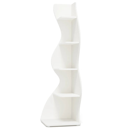 Corner Shelf - Tall 5-Tier White Corner Bookshelf