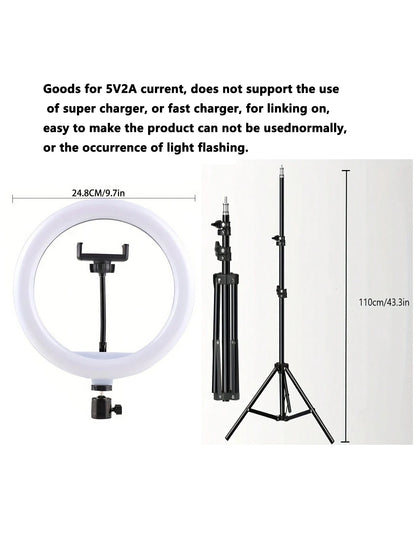 Phone Tripod Stand - 110cm LED Ring Light & Selfie Kit