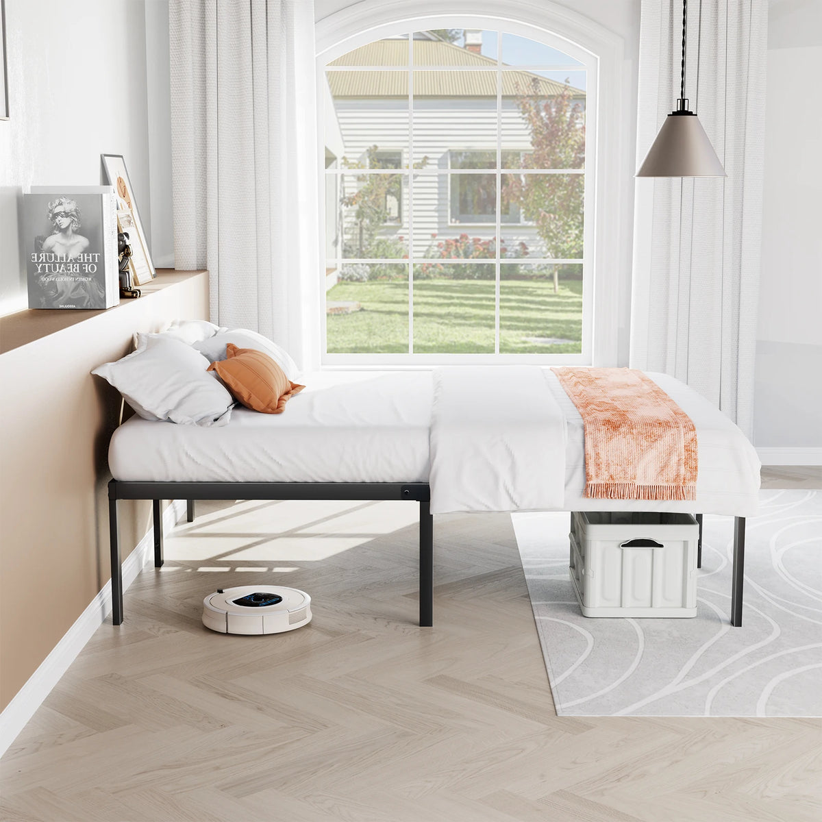 Queen Bed Frame - 14in Metal Bed Frame with Steel Slats