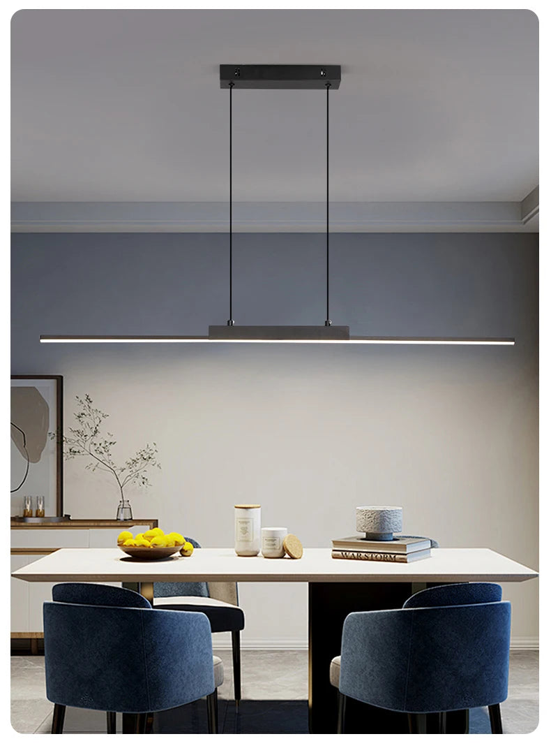 Modern Pendant Light - Linear LED Chandelier, Dining Room Light Fixture for Kitchen Island