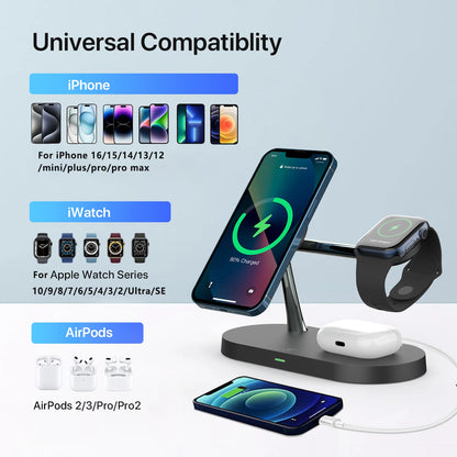 3-in-1 Wireless Charger Stand - Fast Charging Dock