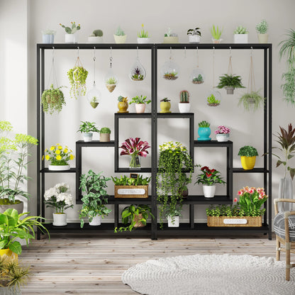 Tiered Plant Stand - 5 Tier Tall Metal Indoor Plant Shelf (Brown)