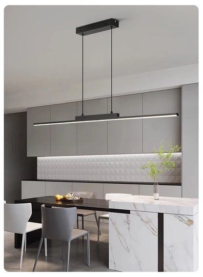 Modern Pendant Light - Linear LED Chandelier, Dining Room Light Fixture for Kitchen Island