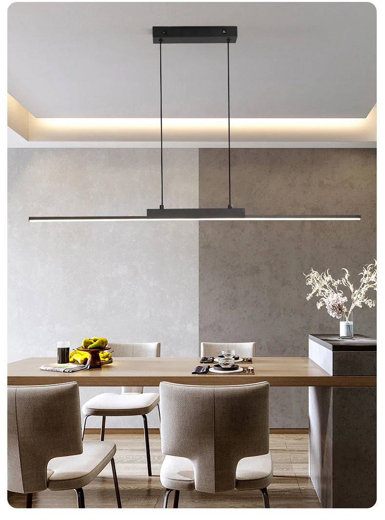Modern Pendant Light - Linear LED Chandelier, Dining Room Light Fixture for Kitchen Island