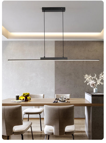 Modern Pendant Light - Linear LED Chandelier, Dining Room Light Fixture for Kitchen Island