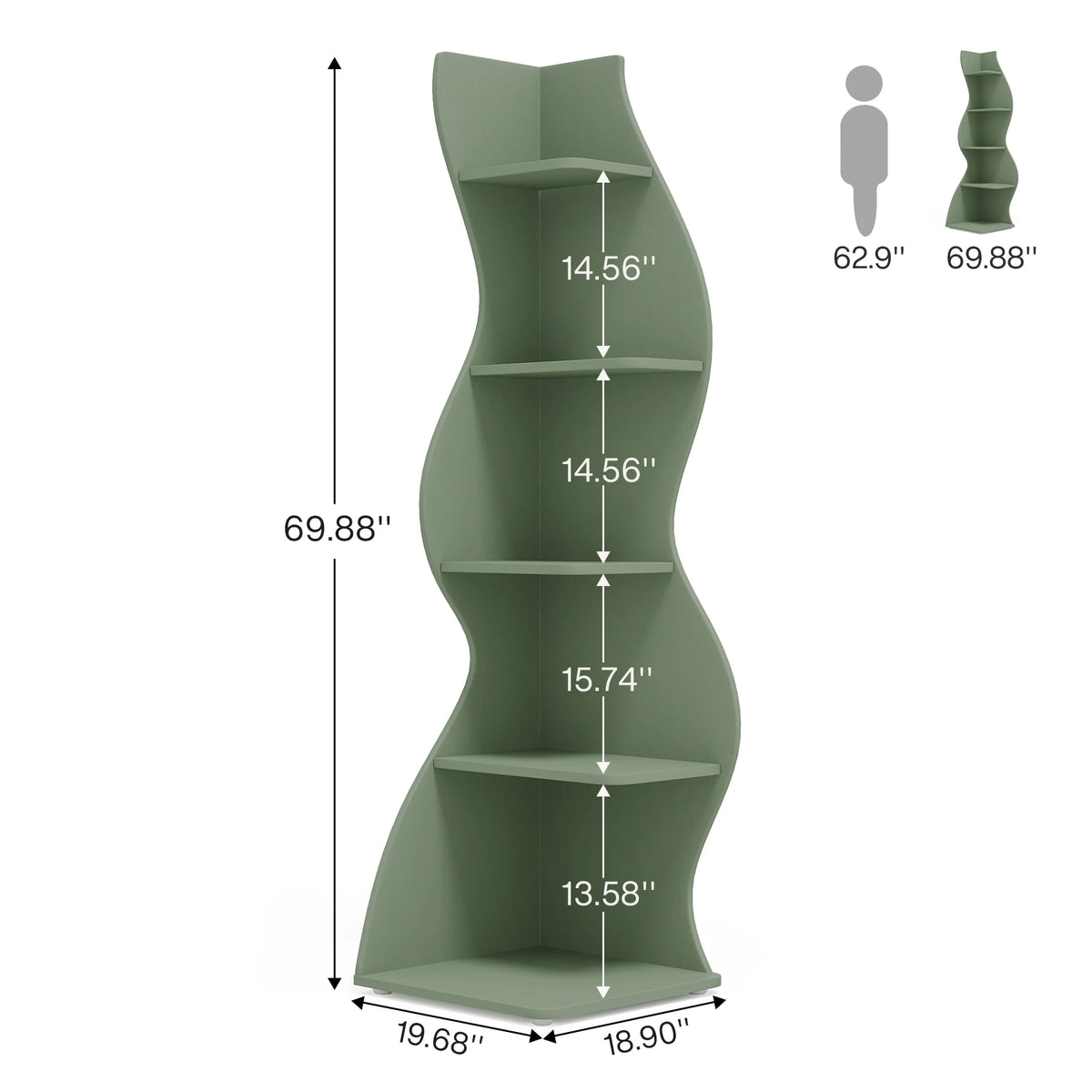 Corner Plant Stand - Tall 5-Tier Corner Plant Shelf (Green)
