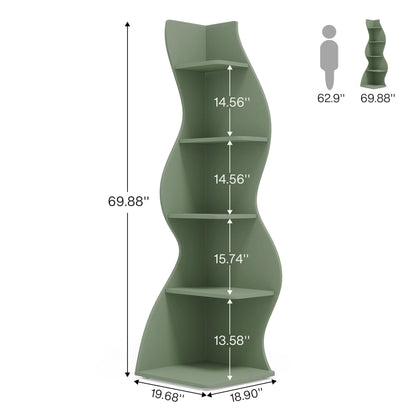 Corner Plant Stand - Tall 5-Tier Corner Plant Shelf (Green)