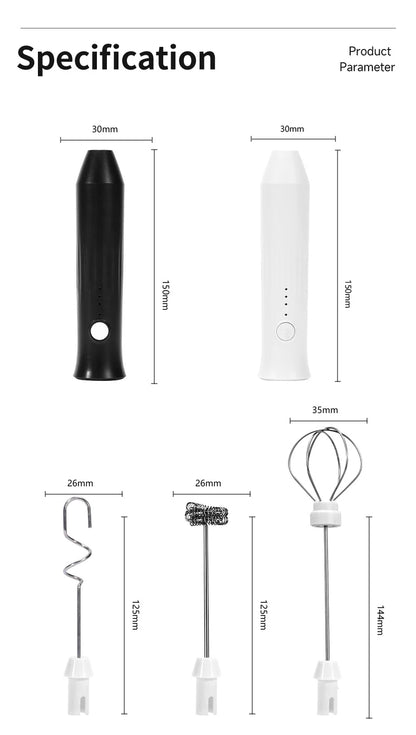 Rechargeable Electric Milk Frother - Handheld Coffee Whisk