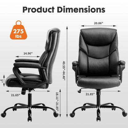 Executive Office Chair - High Back PU Leather Desk Chair (Black)
